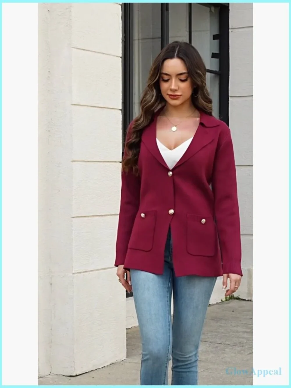Lightweight Rayon Blazer Cardigan Button Front Pockets Business Casual